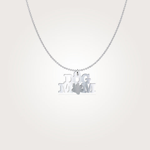 Dog Mom - Sterling Silver Necklace (3/4-1")