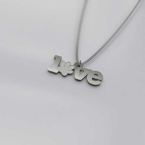 Paw Love - Silver Necklace (3/4")