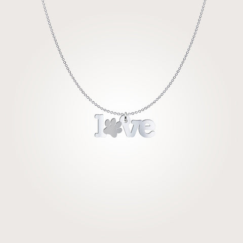 Paw Love - Sterling Silver Necklace (3/4"-1")